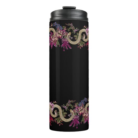 Bouteilles Isothermes Serpent floral japonais style tatouage (Devant)