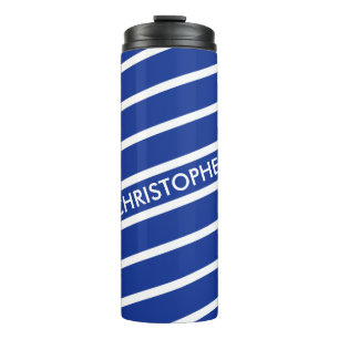 Bouteilles Isothermes SEULEMENT DES STRIPES DE COULEUR - bleu + votre ba