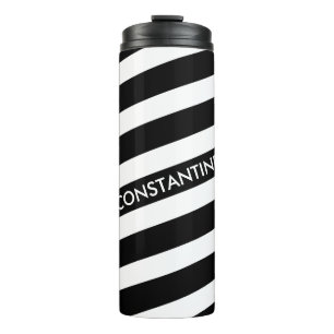 Bouteilles Isothermes SEULEMENT DES STRIPES DE COULEUR - noir + votre ba