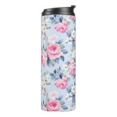 Bouteilles Isothermes Shabby chic rose roses fleurs blanches motif (Tourné sur la gauche)