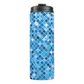 Bouteilles Isothermes Shades of Blue 'Watery' Mosaic Tiles Pattern (Devant)