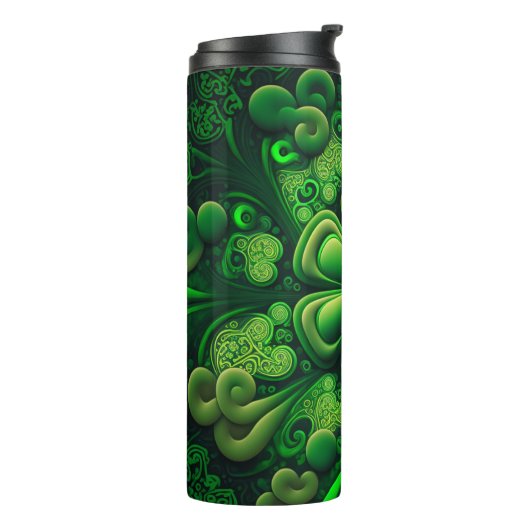 Bouteilles Isothermes Shamrocks CELTIQUES IRLANDAIS EN VERT SOMBRE (Tourné sur la gauche)