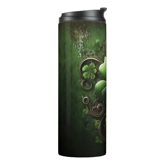 Bouteilles Isothermes Shamrocks CELTIQUES IRLANDAIS EN VERT SOMBRE (Tourné sur la gauche)