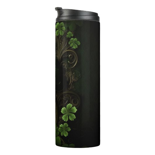 Bouteilles Isothermes Shamrocks CELTIQUES IRLANDAIS EN VERT SOMBRE (Tourné sur la droite)