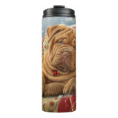 Bouteilles Isothermes Shar Pei Chien Festif de Noël (Devant)
