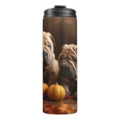 Bouteilles Isothermes Shar Pei Chiot Automne Citrouille de plaisir (Devant)