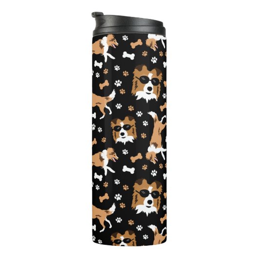 Bouteilles Isothermes Shelty Shetland Sheepdog Collie Motif Pawprint (Tourné sur la droite)