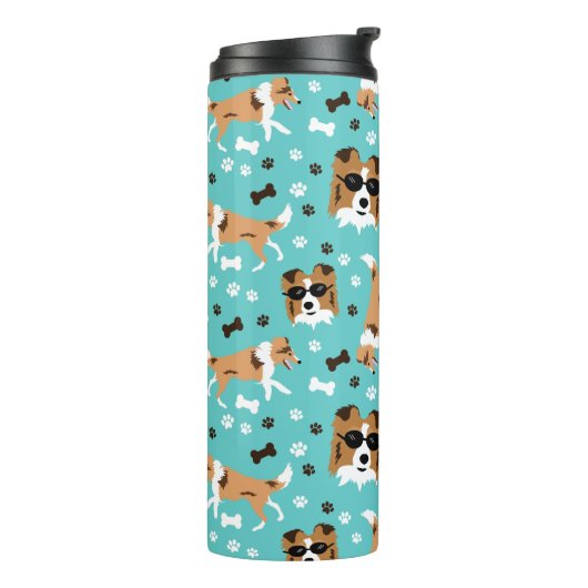 Bouteilles Isothermes Shelty Shetland Sheepdog Collie Motif Pawprint (Tourné sur la gauche)