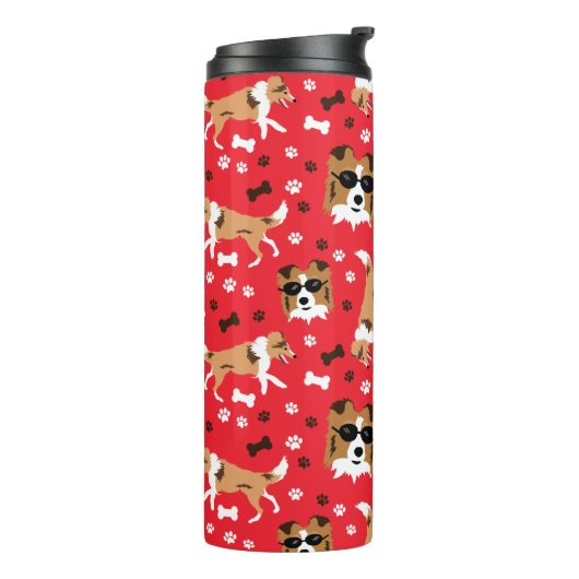 Bouteilles Isothermes Shelty Shetland Sheepdog Collie Motif Pawprint (Tourné sur la gauche)