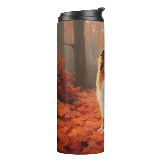 Bouteilles Isothermes Shetland Sheepdog en automne Feuilles automne Insp (Tourné sur la gauche)