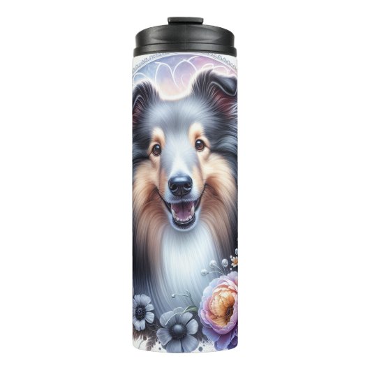 Bouteilles Isothermes Shetland Sheepdog's Grayscale Bloom (Devant)