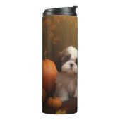 Bouteilles Isothermes Shih Tzu Puppy Automne Citrouille de plaisir (Tourné sur la gauche)