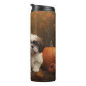 Bouteilles Isothermes Shih Tzu Puppy Automne Citrouille de plaisir (Tourné sur la droite)