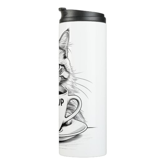 Bouteilles Isothermes Shut Up and Sip Travel Mug – Sarcastic Cat (Tourné sur la droite)
