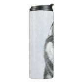 Bouteilles Isothermes Sibérie Husky (noir et blanc) Peinture Chien Art (Tourné sur la gauche)