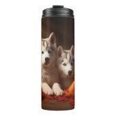 Bouteilles Isothermes Sibérie Husky Puppy Citrouille d'automne (Devant)