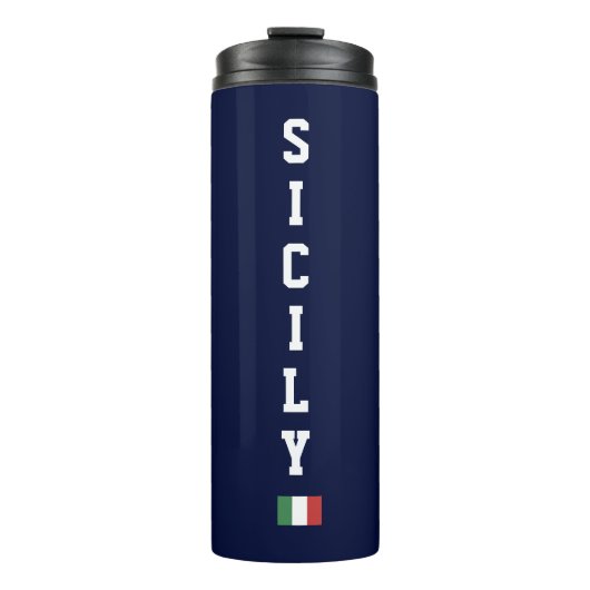 Bouteilles Isothermes Sicile Verticale & Drapeau Italien Navy (Devant)