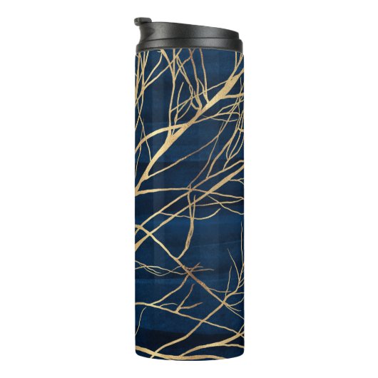 Bouteilles Isothermes Silhouette Arbre d'Or moderne Design bleu minimal (Tourné sur la droite)