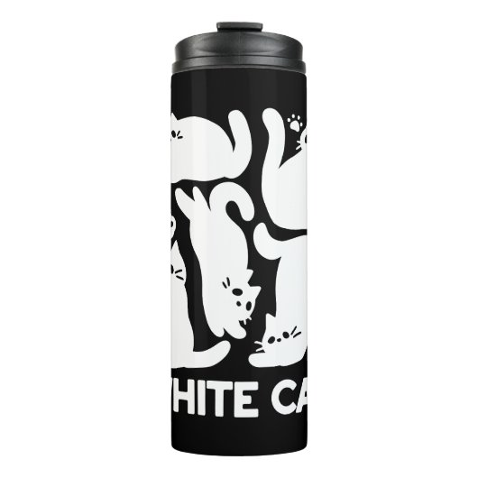 Bouteilles Isothermes Silhouettes de chaton blanc - Design Feline mignon (Devant)