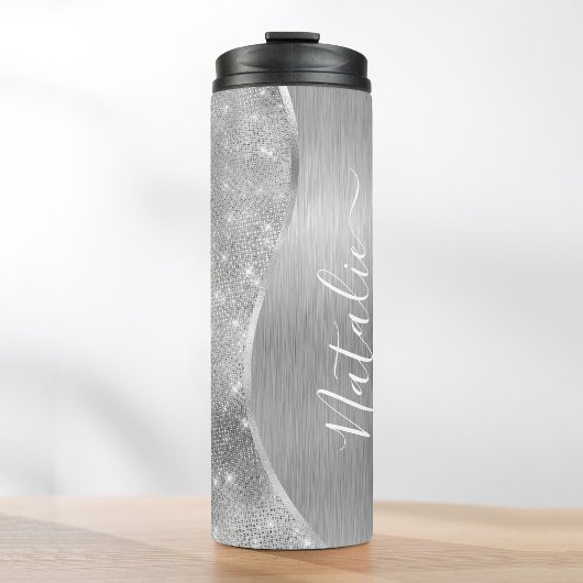 Bouteilles Isothermes Silver Glitter Glam Bling Personalized