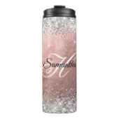 Bouteilles Isothermes Silver Glittery Rose Gold Foil Fancy Monogramme (Devant)