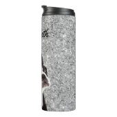 Bouteilles Isothermes Silver Sparkle Boston Terrier Chien Nom animal (Tourné sur la droite)