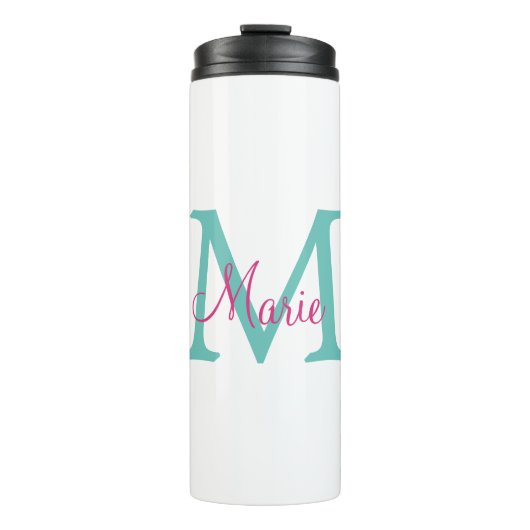 Bouteilles Isothermes simple minimal ajouter nom monogramme vert rose bl (Devant)