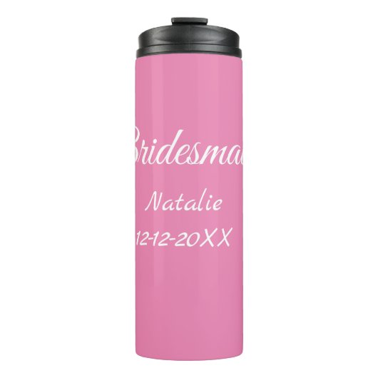 Bouteilles Isothermes Simple minimal pink bridesmaid add name year text (Devant)
