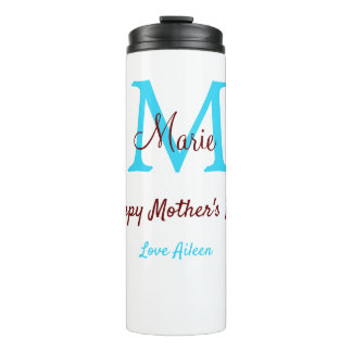 Bouteilles Isothermes simple minimum jour mère bleu monogramme rose nom