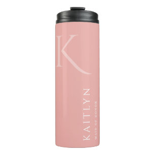 Bouteilles Isothermes Simple Rose Monogramme Personnalisé Maid of Honor