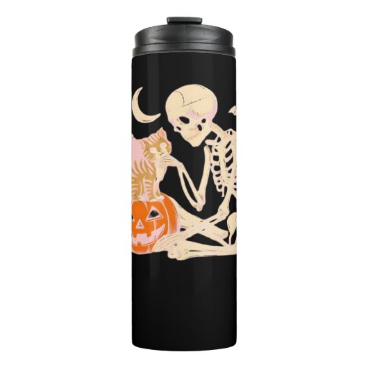 Bouteilles Isothermes Skeleton Hugging Cat Halloween Amoureux des chats  (Devant)