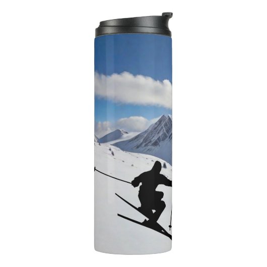 Bouteilles Isothermes Skier Silhouette on Snowy Mountains personalize (Tourné sur la gauche)