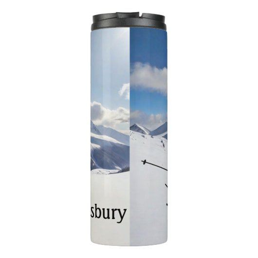 Bouteilles Isothermes Skier Silhouette on Snowy Mountains personalize (Dos)