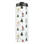 Bouteilles Isothermes Skiers In Watercolor With Name Christmas Pattern (Devant)