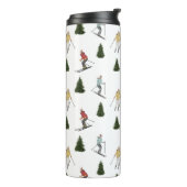 Bouteilles Isothermes Skiers In Watercolor With Name Christmas Pattern (Tourné sur la gauche)