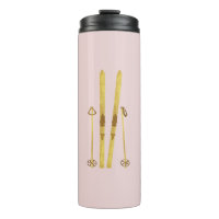 Skis Et Poles Roses | Illustration de ski Vintage