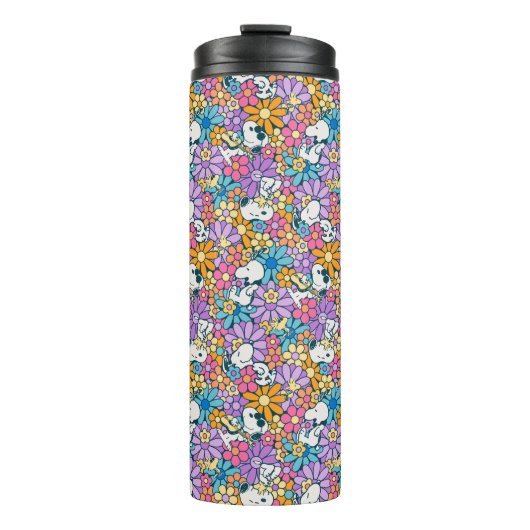 Bouteilles Isothermes Snoopy & Motif de fleurs de bois (Devant)
