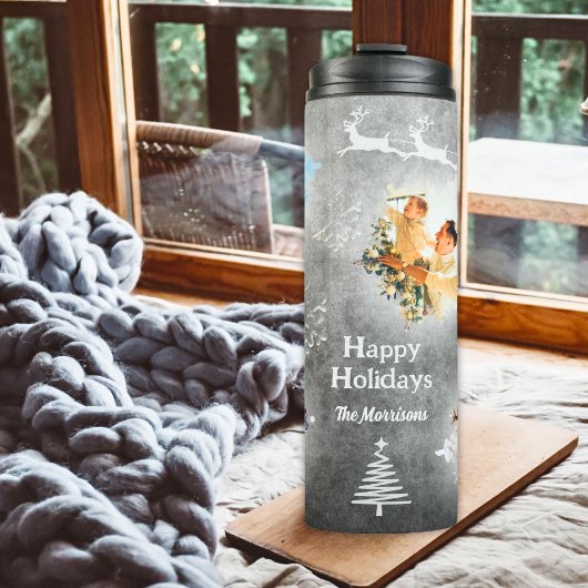 Bouteilles Isothermes Snowflakes 4 Modèles photo Pastel Grey Noël