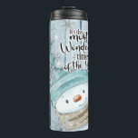 Bouteilles Isothermes Snowman Christmas Personnaliser<br><div class="desc">Noël des motoneiges "Le Temps le plus merveilleux de l'année" Ce magnifique tondeuse thermale présente une aquarelle élégante Snowman dans une confortable palette hivernale merveilleuse. Personnalisez-le avec votre nom dans une écriture de script tendance. Super idée cadeau !</div>