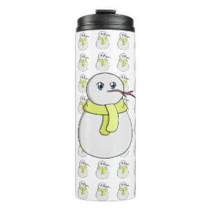 Bouteilles Isothermes Snowman portant une écharpe jaune