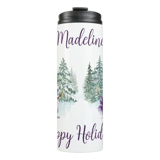 Bouteilles Isothermes Snowman violet Noël Carotte Nez Écharpe Hiver (Devant)