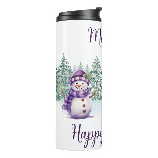 Bouteilles Isothermes Snowman violet Noël Carotte Nez Écharpe Hiver (Tourné sur la gauche)