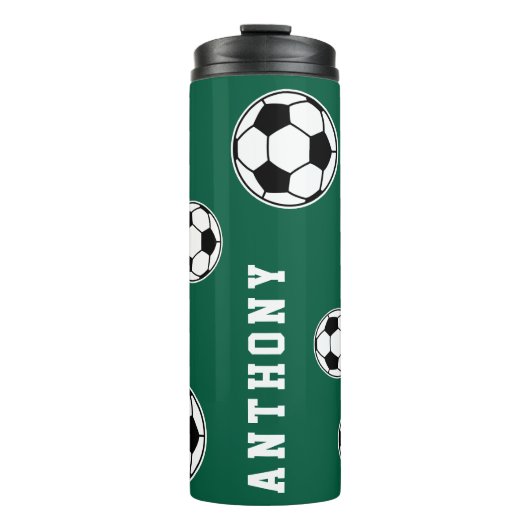 Bouteilles Isothermes Soccer Green Personalised Kids Back to School (Devant)