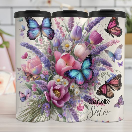 Bouteilles Isothermes Soeur : Bouquet floral, Beauté des papillons