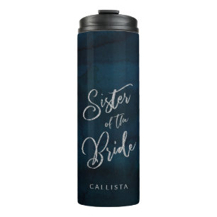 Bouteilles Isothermes Soeur de la mariée en monogramme bleu foncé Navy L