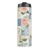 Bouteilles Isothermes Soft Feminine Florale Rose Et Patchwork Bleu (Devant)