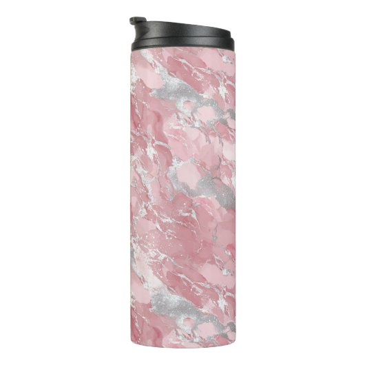 Bouteilles Isothermes Soft Pink and Silver Marble-Like Pattern (Tourné sur la droite)