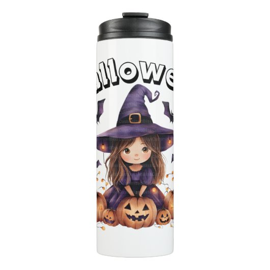 Bouteilles Isothermes Sorcière d'Halloween avec Tumbler Citrouille (Devant)