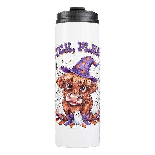 Bouteilles Isothermes Sorcière S'Il Vous Plaît Highland Vache Halloween (Devant)