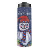 Bouteilles Isothermes Souriant Snowman Casquette Écharpe String lumières (Devant)